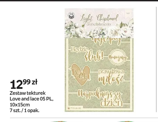 Zestaw tekturek Love and lace 05 PL 10x15 cm P13 promocja w Empik