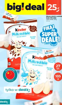 Mleczne cukierki z nadzieniem Kinder Milkredible Milk Flavour promocja w Dealz