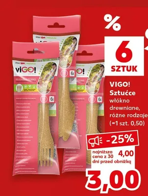 Sztućce z włókna drewnianego VIGO! promocja w Kaufland