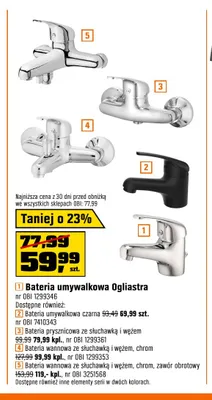 Bateria prysznicowa ze słuchawką i wężem Ogliastra promocja w OBI