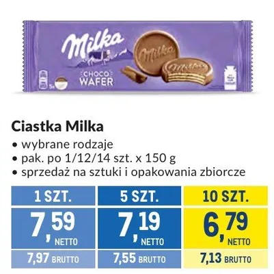 Ciastka Milka wafer promocja w Makro