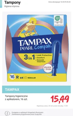 Tampony higieniczne z aplikatorem promocja w Rossmann