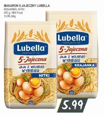 Makaron 5-jajeczny krajanka Lubella promocja w Słoneczko