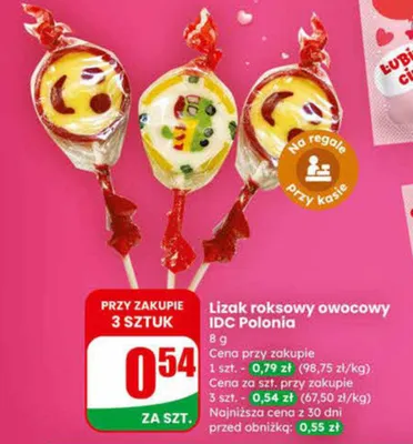 Lizak roksowy owocowy promocja w Dino