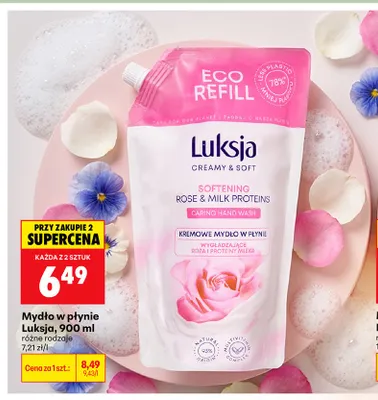 Mydło w płynie Luksja Creamy & Soft Softening Rose & Milk Proteins promocja w Biedronka