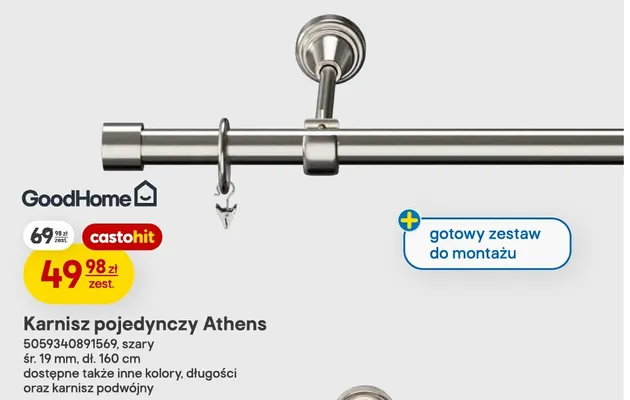 Karnisz pojedynczy Athens GoodHome promocja w Castorama