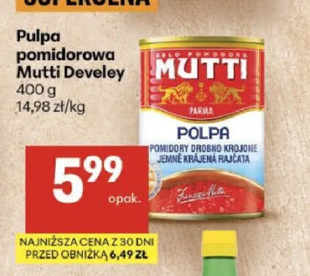 Pulpa pomidorowa Mutti promocja w Delikatesy Centrum