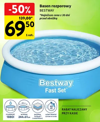 Basen rozporowy Bestway Fast Set 244x61 cm promocja w Intermarche