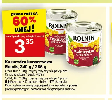 Kukurydza konserwowa Rolnik promocja w Twój Market