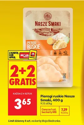 Pierogi ruskie 2+2 GRATIS promocja w Biedronka