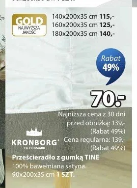 Prześcieradło z gumką TINE KRONBORG 90x200x35cm promocja w Jysk