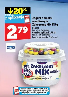 Jogurt o smaku waniliowym Danone Zakręcony Mix promocja w TOPAZ