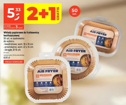Wkłady papierowe do frytkownicy beztłuszczowej prostokątne 22x14 cm promocja w Dealz