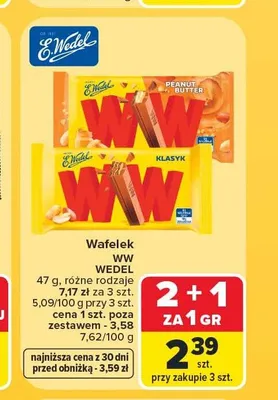 Wafelek WW E.Wedel Peanut Butter promocja w Carrefour