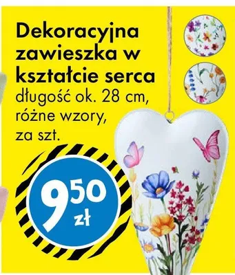 Dekoracyjna zawieszka w kształcie serca długość ok. 28 cm, różne wzory promocja w Tedi