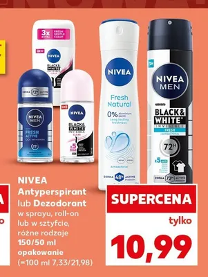 Antyperspirant roll-on Nivea Black & White Invisible Clear promocja w Kaufland