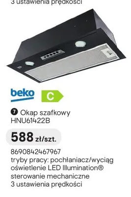 Okap szafkowy beko HNU61422B promocja w Castorama