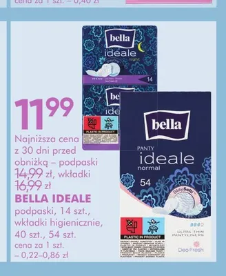 Wkładki higieniczne Bella Ideale 40 szt. promocja w Super-Pharm