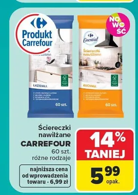 Ściereczki nawilżane Carrefour promocja w Carrefour