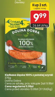 Kiełbasa śląska 100% z polskiej szynki Dolina Dobra promocja w Market Point
