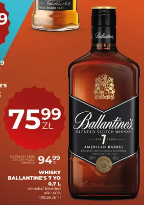 Whisky Ballantine's 7 YO szkocka blended 40% promocja w Duży Ben