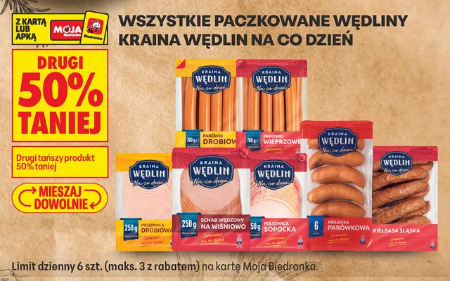 Parówki wieprzowe Kraina Wędlin Na co dzień promocja w Biedronka