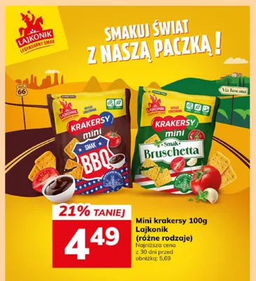 Mini krakersy 100g Lajkonik (różne rodzaje) promocja w Hitpol
