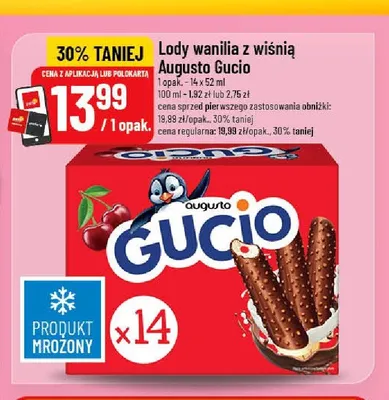 Lody wanilia z wiśnią Augusto Gucio 14-pak promocja w POLOmarket