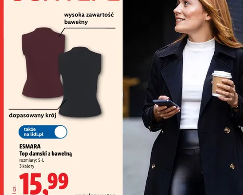 Top damski z bawełną Esmara promocja w Lidl