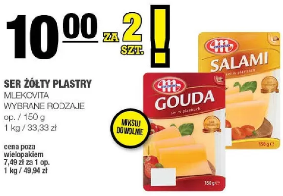 Ser żółty w plastrach Gouda Mlekovita promocja w SPAR