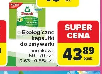 Ekologiczne kapsułki do zmywarki Frosch limonkowe promocja w Carrefour