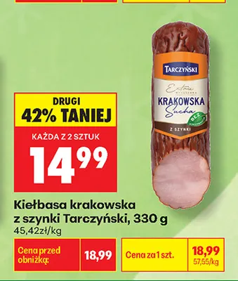 Kiełbasa krakowska z szynki Tarczyński promocja w Biedronka