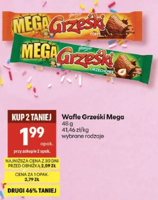Wafle orzechowe Mega promocja w Delikatesy Centrum