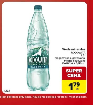 Woda mineralna mocno gazowana Rodowita promocja w Carrefour Market