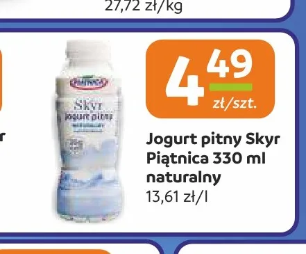 Jogurt pitny Skyr naturalny Piątnica promocja w Społem Częstochowa