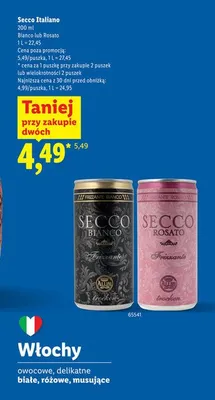Wino musujące Secco Italiano Bianco lub Rosato promocja w Lidl