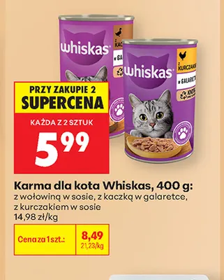 Karma dla kota Whiskas z kaczką w galaretce promocja w Biedronka