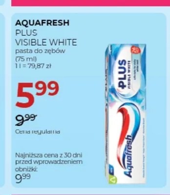 Pasta do zębów Aquafresh Plus Visible White promocja w Drogerie Jawa