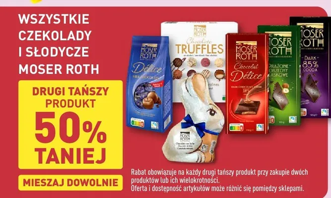 Czekolady i słodycze Moser Roth promocja w Aldi