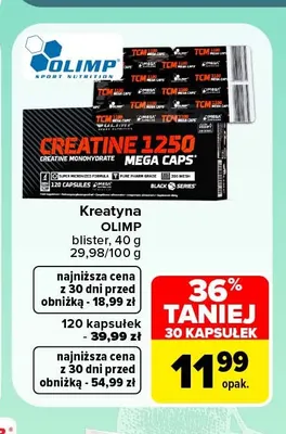 Kreatyna Olimp 30 kapsułek promocja w Carrefour