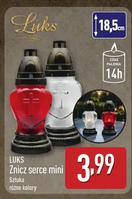 Znicz serce mini Luks promocja w Aldi