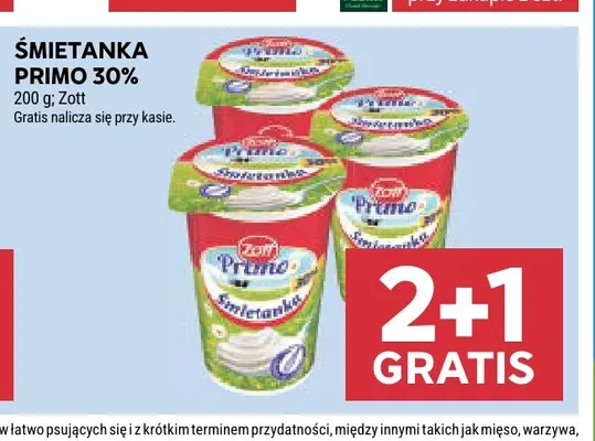Śmietanka Primo Zott 30% promocja w Stokrotka