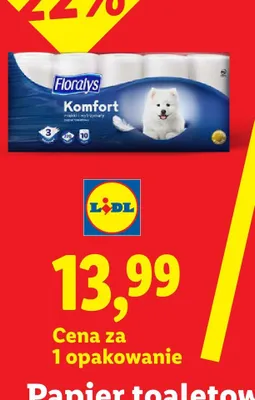Papier toaletowy Floralys Komfort 3-warstwowy 10-pak promocja w Lidl