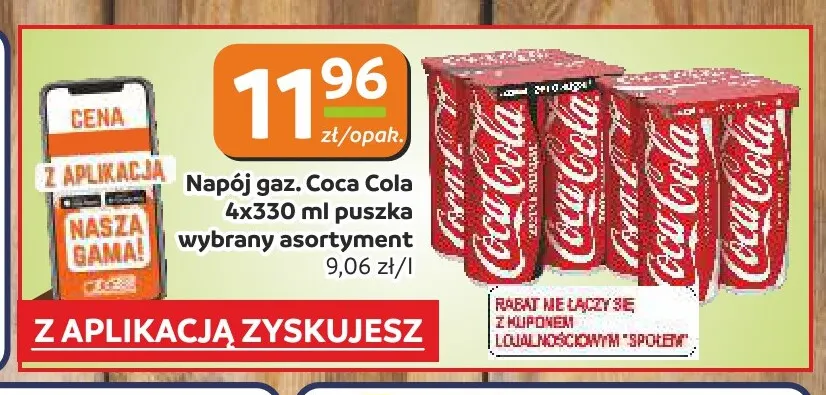 Napój gazowany Coca-Cola 4-pak 330 ml promocja w Społem Częstochowa