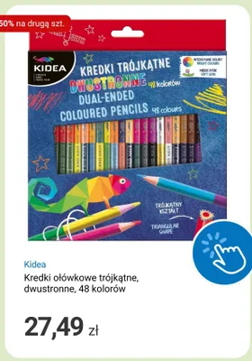 Kredki ołówkowe trójkątne dwustronne Kidea 48 kolorów promocja w Smyk