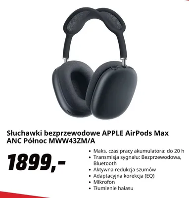Słuchawki bezprzewodowe Apple AirPods Max Anc Północ promocja w Media Markt