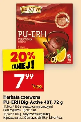 Herbata czerwona Big-Active 40T promocja w Twój Market