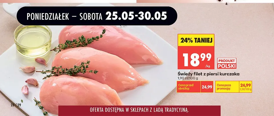 Świeży filet z piersi kurczaka promocja w Biedronka