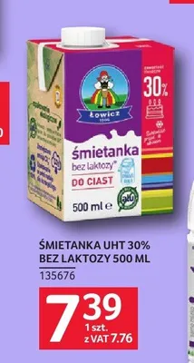 Śmietanka UHT 30% bez laktozy Łowicz promocja w Selgros