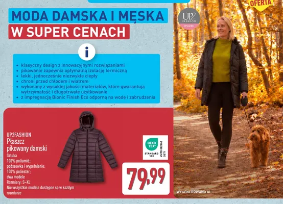 Płaszcz pikowany damski UP2FASHION promocja w Aldi
